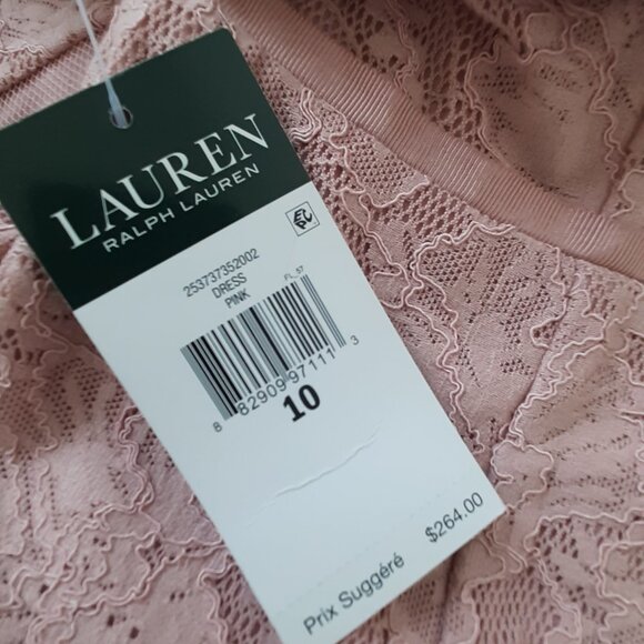 LAUREN RALPH LAUREN Lace Overlay Dress - Pink - Size 10 - Picture 6 of 6